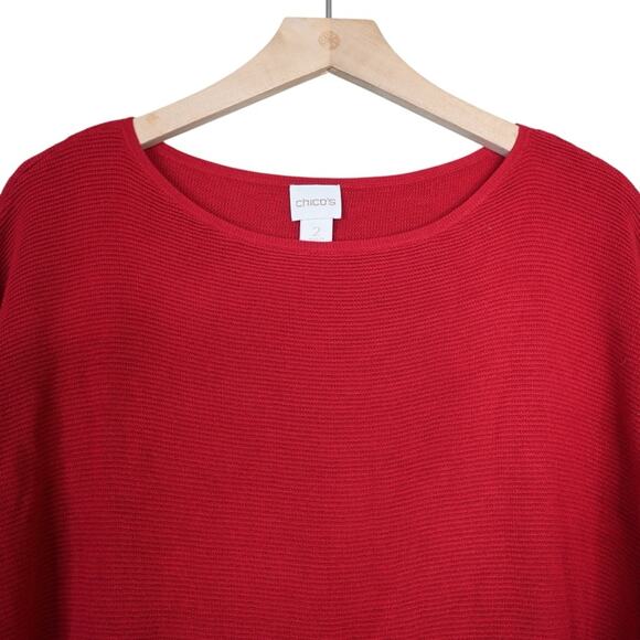 Chico's Women's L Chico's 2 Red Half Sleeve Red Button-Detail Sweater - Picture 3 of 9